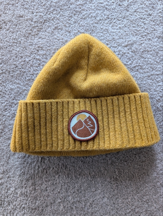 Patagonia Other - Patagonia Men's Mustard Yellow Knit Beanie with Mountain Patch